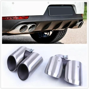 Par de tubos de escape de acero inoxidable plateado cepillado para Porsche Macan 2.0T 19-24 - Imagen 1 de 6