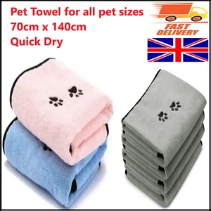 Haustier Handtuch Super Saugfähig Hund Katze Badetuch Mikrofaser Handtücher Groß & Extra L - Bild 1 von 9