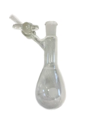 Chemglass 14/20 Glass Airfree Schlenk 50mL Reaction Flask & 2mm Stopcock Plug - Image 1 of 4