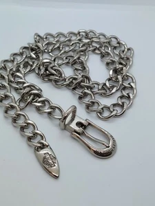 Harley Davidson Chain Belt Silver Tone Metal Shield Logo SZ Small 32" - Bild 1 von 12