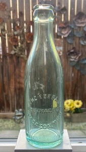 Vtg Eberle Beverage Company Jackson Michigan Soda Bottle Aqua Glass 6.5 OZ 3B - Picture 1 of 4