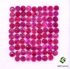 Lote de 89 piedras preciosas facetadas calibradas de corte redondo de rubí natural de 5,16 quilates - Imagen 1 de 7