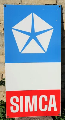 AUTOMOBILIA - rare et belle plaque émaillée double face SIMCA années 60 - Photo 1/4