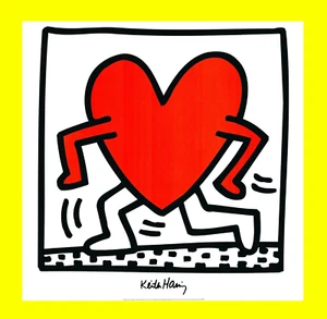 1984 Keith Haring Heart Love vintage fine art lithography poster print 90s - Picture 1 of 7
