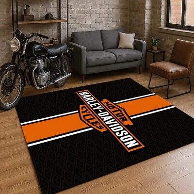 Harley Rug, Motorcycle Rug, American Legends Motorcycle Rug, Garage Floor Rug - Image 1 of 4