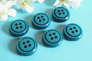254CTER Superb Vintage 'Pastille' Peacock Blue 6 Buttons Ep. 1970/80 - Picture 1 of 4