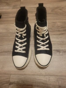 Steve Madden Winnona Platform Sneakers Womens 5 High Top Black White - Picture 1 of 11