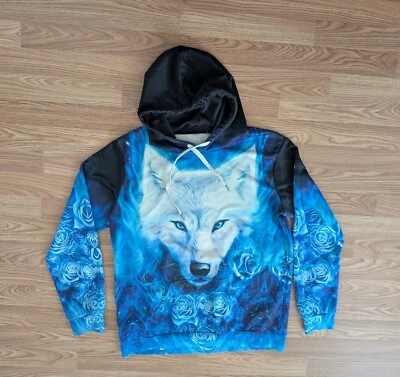Sudadera con Capucha White Wolf Manga Larga Sedosa Azul L (24" pit-pit, manga 35") Foto 1 de 4