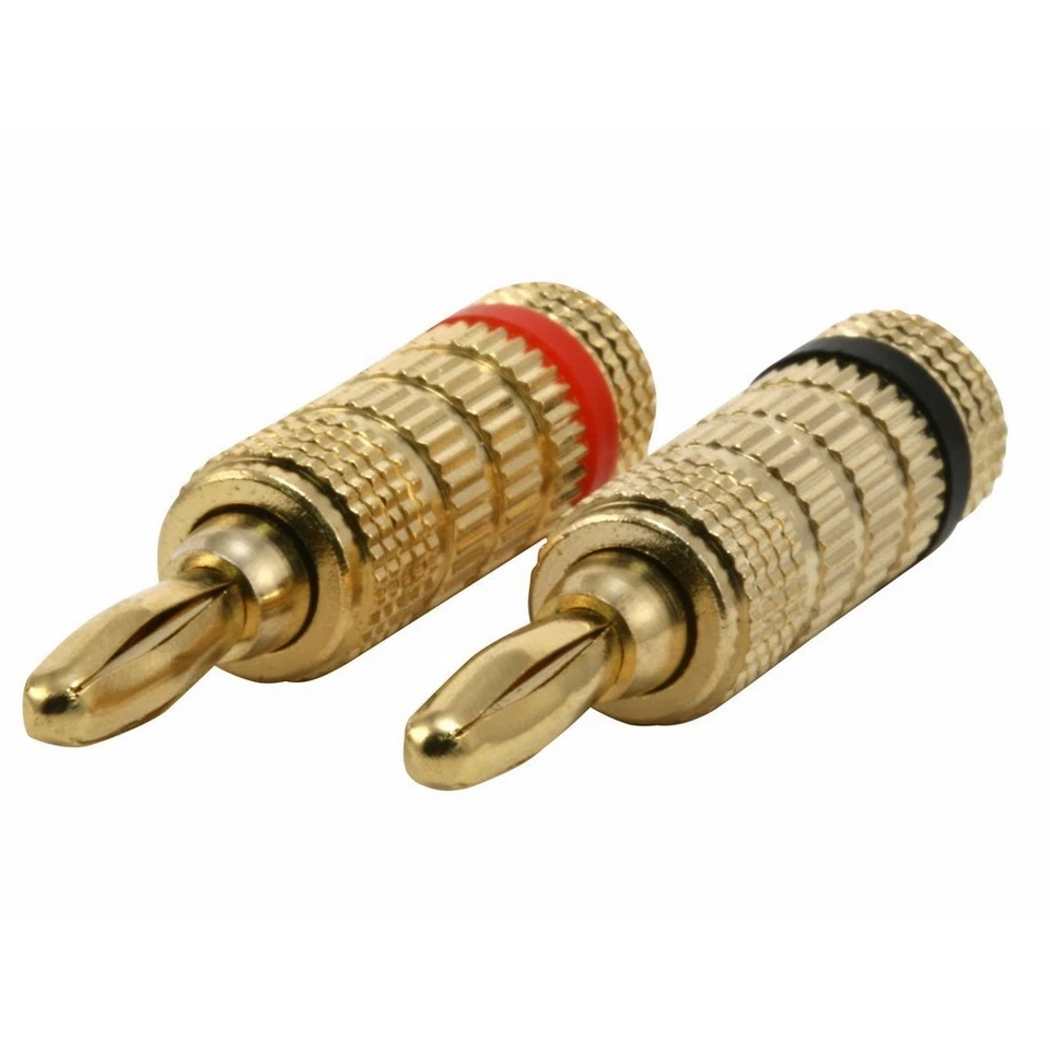 Monoprice 24k Gold Plated Speaker Banana Plugs Closed Screw Type (1 Pair) 844660028017