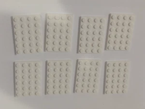 LEGO WHITE PLATE LOT / SIZE 4x6 / QTY 8x / Part #3032 / New / Element #303224 - Picture 1 of 2