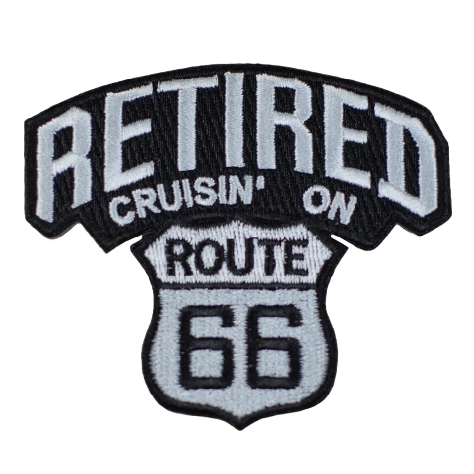 Route 66 Applique Patch - Retired Cruisin' on Rt. 66 Embroidered Badge 3-1/8" - Image 1 of 1