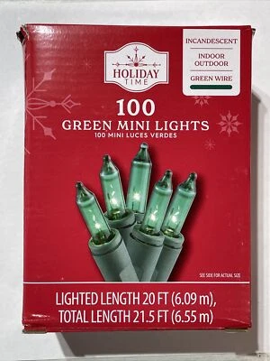 Holiday Time 100 Green Mini Lights Green Wire - Image 1 of 3