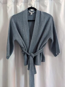 Autumn Cashmere Tie Short Cardigan Light Blue 100% Cashmere XS - Picture 1 of 6