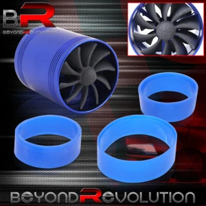 Universal Car Truck 2.5" Supercharger Power Air Intake Dual Fan Turbo Blue - Picture 1 of 3