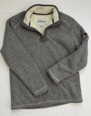 SUÉTER HOMBRE Orvis Talla M Crema Negro Grueso Forrado de Vellón Manga Larga JERSEY Foto 1 de 4