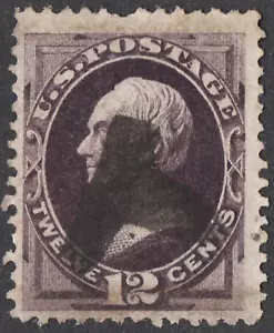 US Sc# 162 USED { 12c HENRY CLAY } FANCY "LETTER T" CANCEL FROM 1873 CV$ 135.00 - Picture 1 of 3