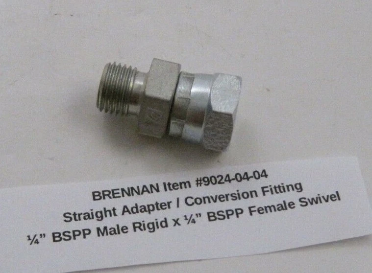 BRENNAN 9024-04-04 1/4" BSPP Straight Conversion Adapter (1/4-19 Male x Female)  - Image 1 of 3