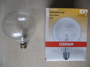 Rarity Osram Opalina Globe G120 E27 100W 230V Clear Globe Lamp Bellalux - Picture 1 of 1
