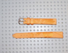 NEUF VINTAGE bracelet montre cuir et tissu 14mm orange boucle metal