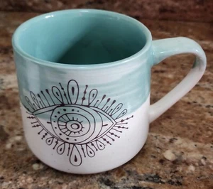 Wondering Moon Evil Eye Grün Elfenbein Kaffeebecher Teetasse Gebraucht Groß - Bild 1 von 7