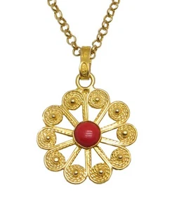 collana girocollo ciondolo fiore artigianato filigrana sardo Sardegna argento - Foto 1 di 4