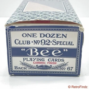 Box of Dozen Club No. 92 Special Bee Playing Cards Cambric Finish Back No. 67 - Picture 1 of 7