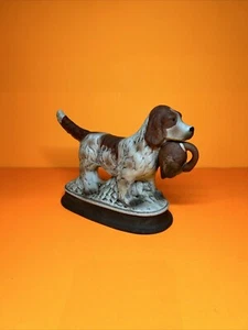 M Takai Springer Spaniel Bird Hunting Dog Porcelain Figurine 10" Long 6.5" tall - Picture 1 of 5