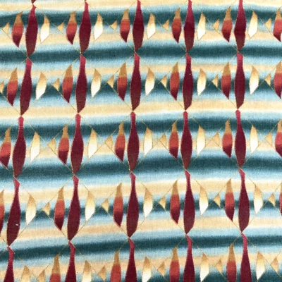 Essentials Hoffman Green Rust Geometric Aztec Cotton Fabric BT Half Y #11 - Image 1 of 4