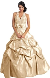 BALLKLEID ABENDKLEID BRAUTKLEID HOCHZEITSKLEID BRAUTJUNGFER CHAMPAGNER NEU Gr.46 - Bild 1 von 7