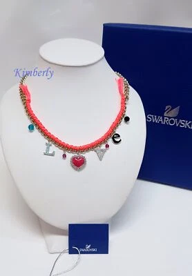 Collar Swarovski Serenata Palabra "AMOR" Neón Rosa Cordón Cristal Cuentas NUEVO 1160551 Foto 1 de 4