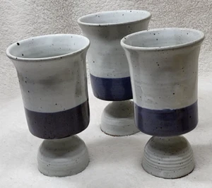3 Stoneware Pottery Goblets-unique base. - Picture 1 of 4