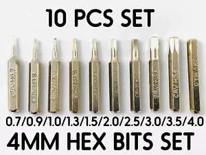 Hex 4mm micro Bit Set H0.7,H0.9,H1.0 H1.3,H1.5,H2.0,H2.5,H3.0,H3.5,H4.0 System 4 - Picture 1 of 10