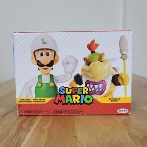 Jakks Pacific Super Mario Nintendo 4 Inch Figure 2-Pack Fire Luigi Bowser Jr NIB - Picture 1 of 8