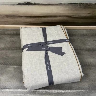 West Elm European Flax Linen Merrow Edge Duvet Twin Natural Flax/Terracotta NWOT - Image 1 of 4