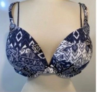 Lane Bryant Cacique Bra~Cotton Boost Plunge/padded Geometric Pattern 44DD~NWOT - Image 1 of 4