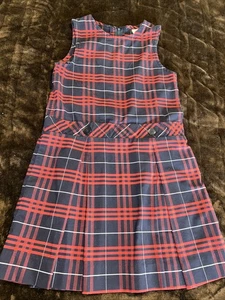 UNIFORM Girls Sz 6X Red & Blue Plaid Pleated Jumper Dress Private School - Picture 1 of 7