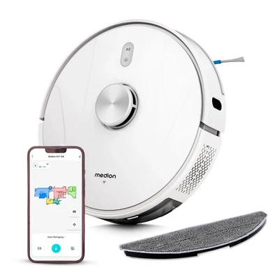 MEDION X41 SW Saugroboter 2in1 Saugen Wischen Lasernavigation 8000Pa 0,3L APP