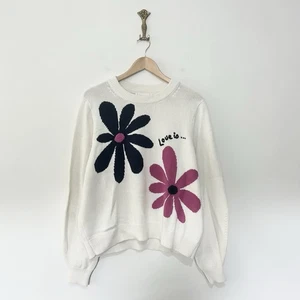 Jersey Chinti & Parker Algodón Alpaca Talla L Crema Floral Dopamina Escandinada - Imagen 1 de 8