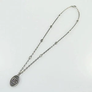 GUCCI Marmont Double G Silver Necklace 632540 Unisex Authentic Pre-Owned - Picture 1 of 7