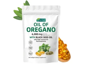 Oil of Oregano Softgels with Black Seed Oil - 6,000 Mg Organic Oregano Oil 300Ct - Picture 1 of 14