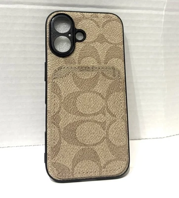 Funda para teléfono iPhone 16 Funda Coach Beige Funda de cuero de diseñador Foto 1 de 2