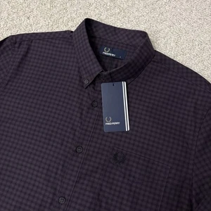 Camisa Fred Perry Tres Colores Guinga Cuadros Caoba Profundo Para Hombre Talla Grande Nueva con Etiquetas - Imagen 1 de 17