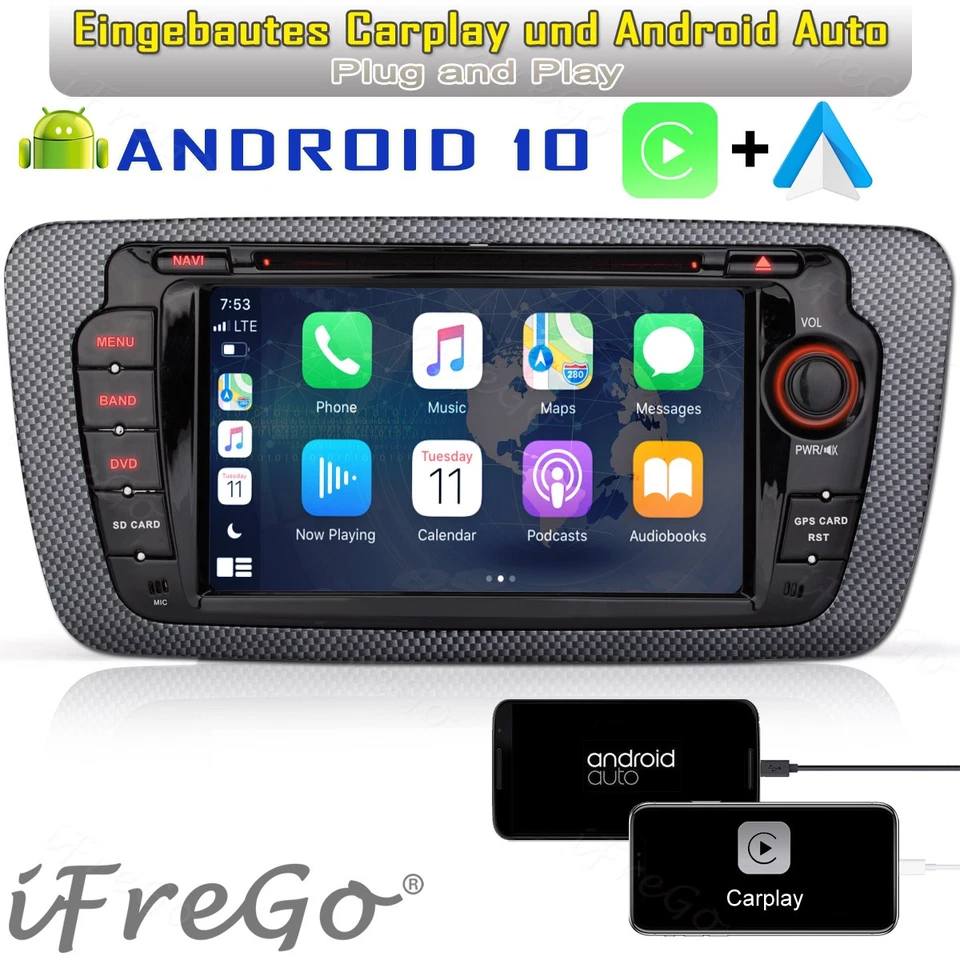 7" HD Android Autoradio für VW Seat Ibiza 6J (2009-2013) mit GPS WLAN DVD 2DIN - Bild 1 von 4