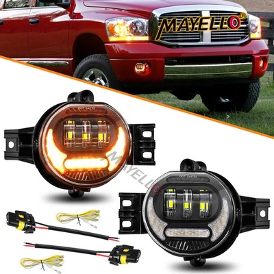 For 2002-2008 Dodge Ram 1500 03-09 Ram 2500 3500 LED Fog Lights DRL Bumper Lamps - Image 1 of 4