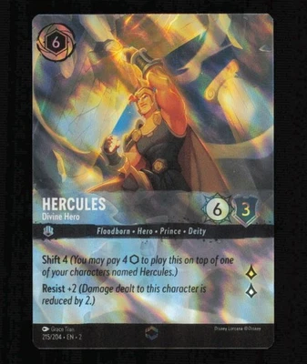 Disney Lorcana Card Hercules Divine Hero 215/204 ROTF 2 Enchanted Foil NM  - Image 1 of 2