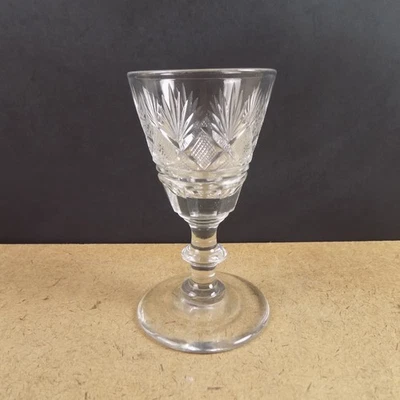 Antique c1840 Pittsburgh Cut Flint Glass Sherry Wine Blown 4"x2" VGC - Image 1 of 4