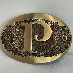 Vintage Solid Brass “P” Monogram Belt Buckle.Award Design Medals Inc. Oklahoma - Picture 1 of 4