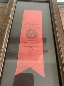 Antique 1771 Veterans Foot Guard Red Ribbon Hartford CT First Company Goveners - Bild 1 von 2