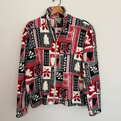 Chaqueta Pullover Para Mujer Vintage Teddi Polar Cuarto Cremallera Estampado Otoño Talla XL Foto 1 de 4