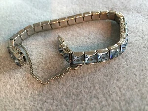 Vintage Armband hellblau quadratischer Schliff Strass - Bild 1 von 5